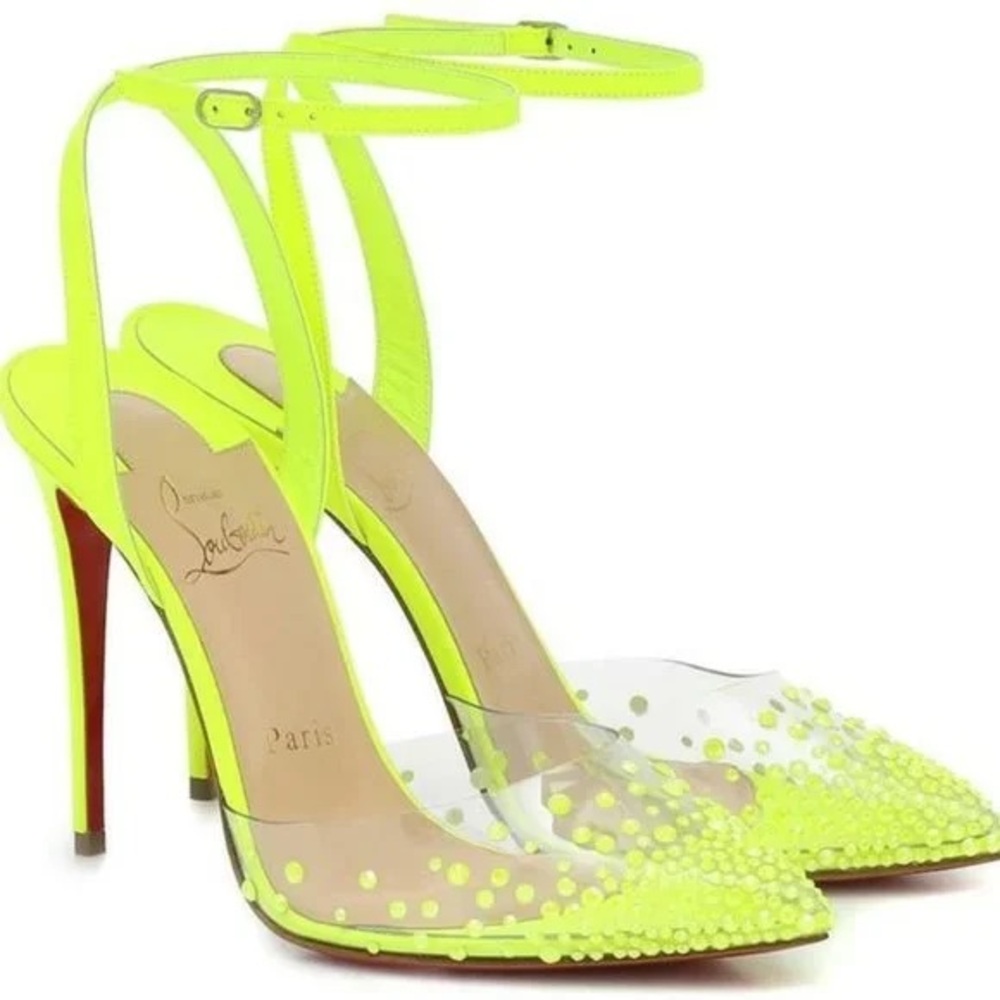 Christian Louboutin crystal neon heels